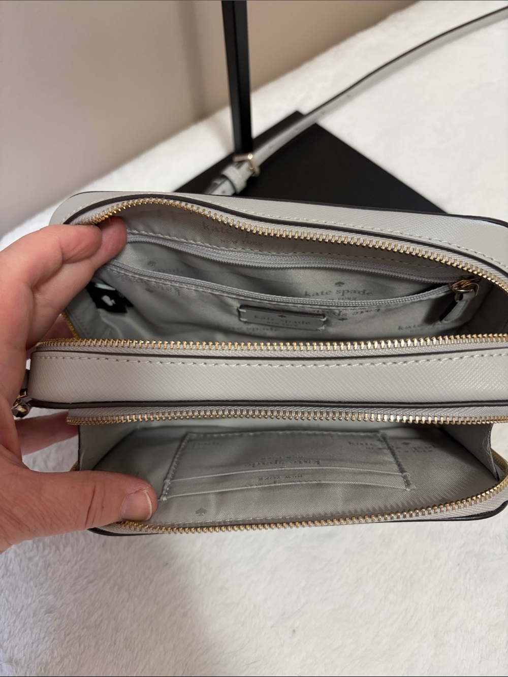 kate spade gray saffiano crossbody camera bag with gold hardware - Picture 6 of 10